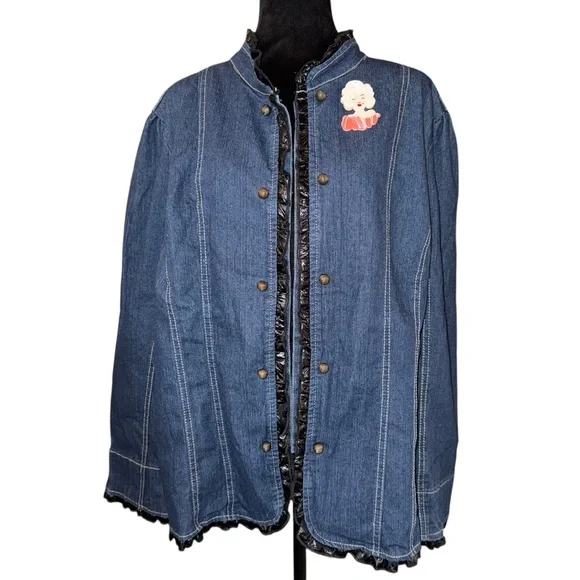 UPCYCLED REWORKED DENIM Jean Jacket M. Monroe Plus Size Denim Jacket Size 2X - Picture 4 of 8
